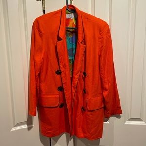Vintage orange blazer with flower buttons
